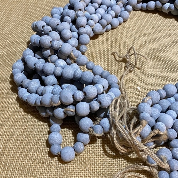 Natural Wooden Bead Garlands on Jute Lot of 5 Gray 74", Beads: ⅜" and ⅝" - Picture 2 of 10